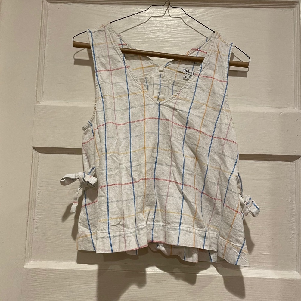 Madewell Side-Tie Tank Top in Windowpane